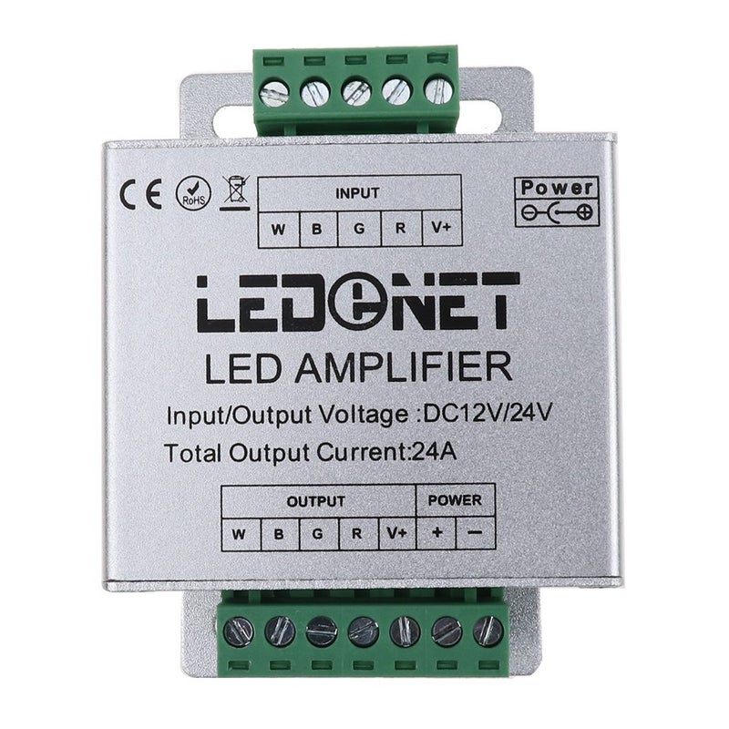 LEDENET 4CH Channels Amplifier 24A 12V/24V Data Signal Repeater Circuit Aluminum Shell for RGBW LED Lights Strip LED Module Strip Lights - Image 2